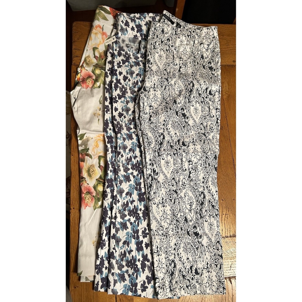 Lot Of 3 Insight New York Capri Scuba Pants Floral Paisley Multicolor Size 16